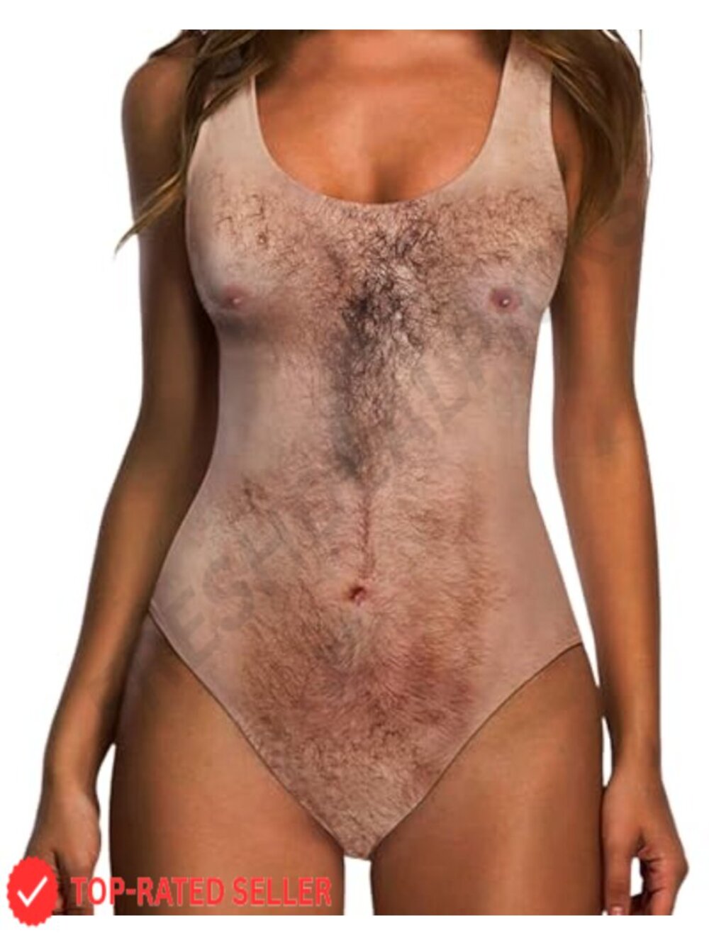 Women's One Piece Swimsuit Hairy Chest Print Stretch Pool Party